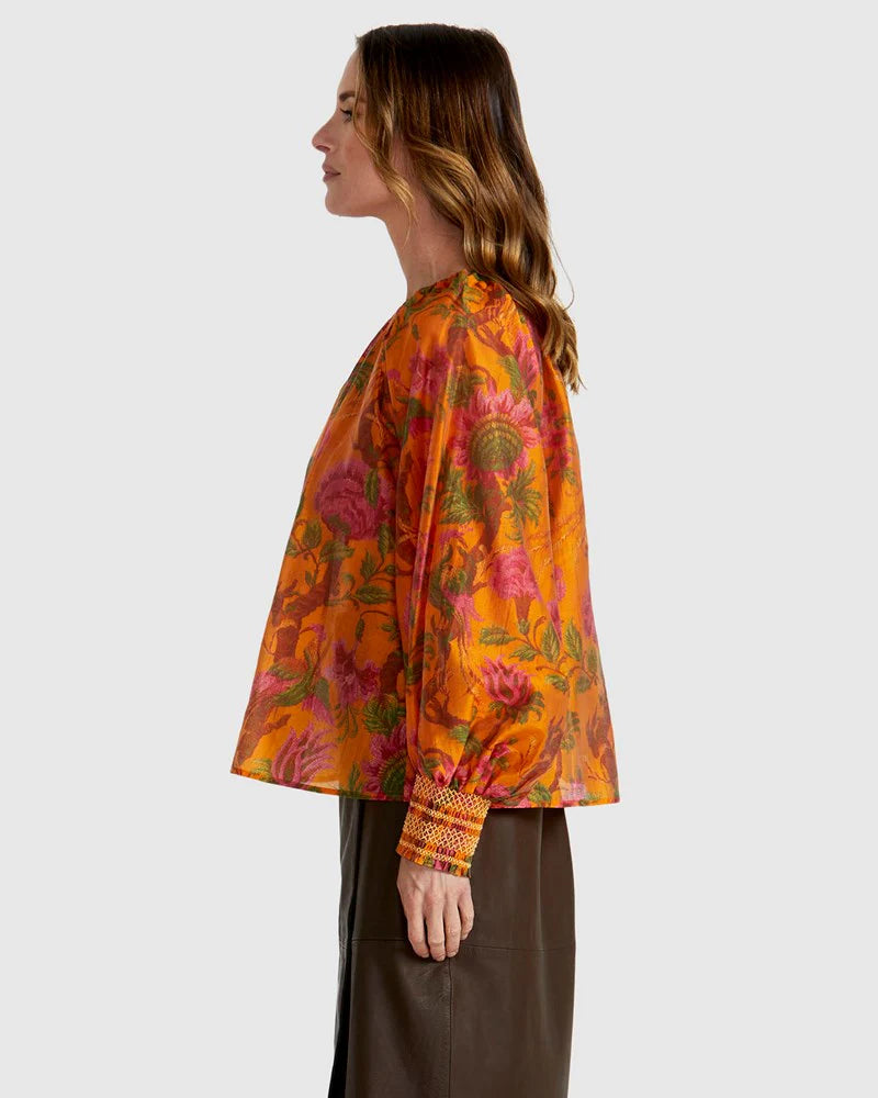 FATE+BECKER PANAMA TOP ORANGE FLORAL