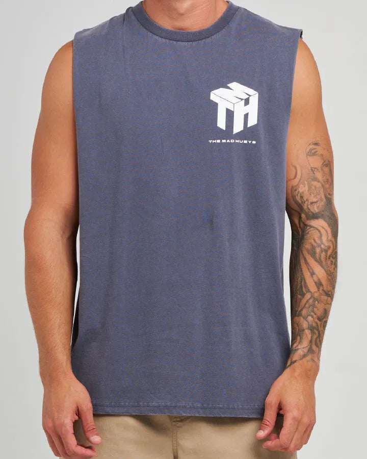 The Mad Hueys Cube Hueys Muscle | Petrol Blue Washed