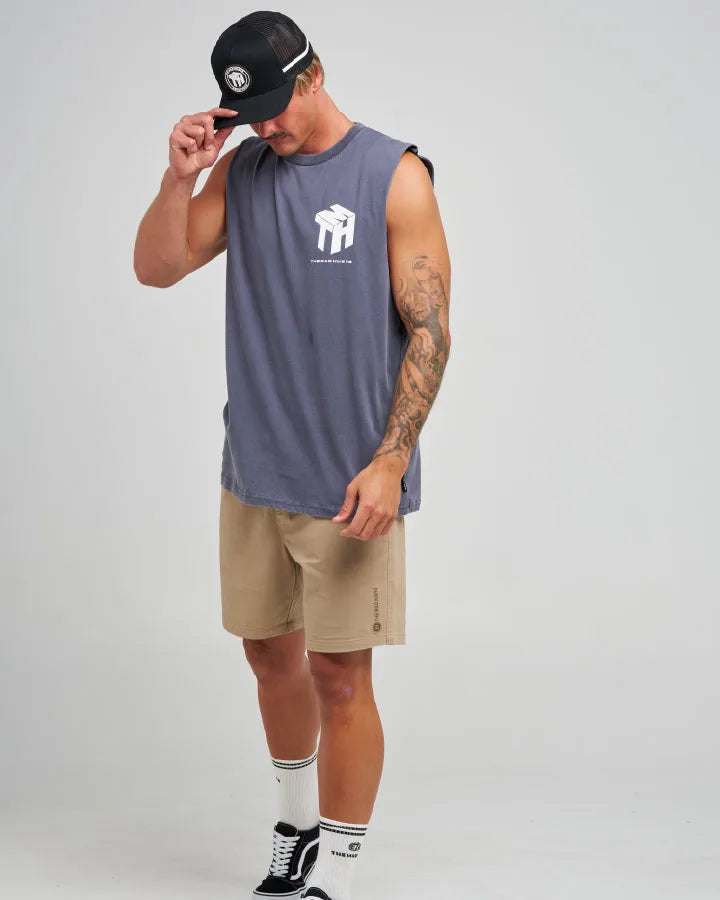 The Mad Hueys Cube Hueys Muscle | Petrol Blue Washed