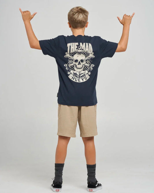 The Mad Hueys Anchor Skull Youth Short Sleeve Tee | Navy