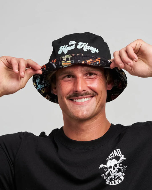 The Mad Hueys Hueys Paradise Reversible Bucket Hat | Black