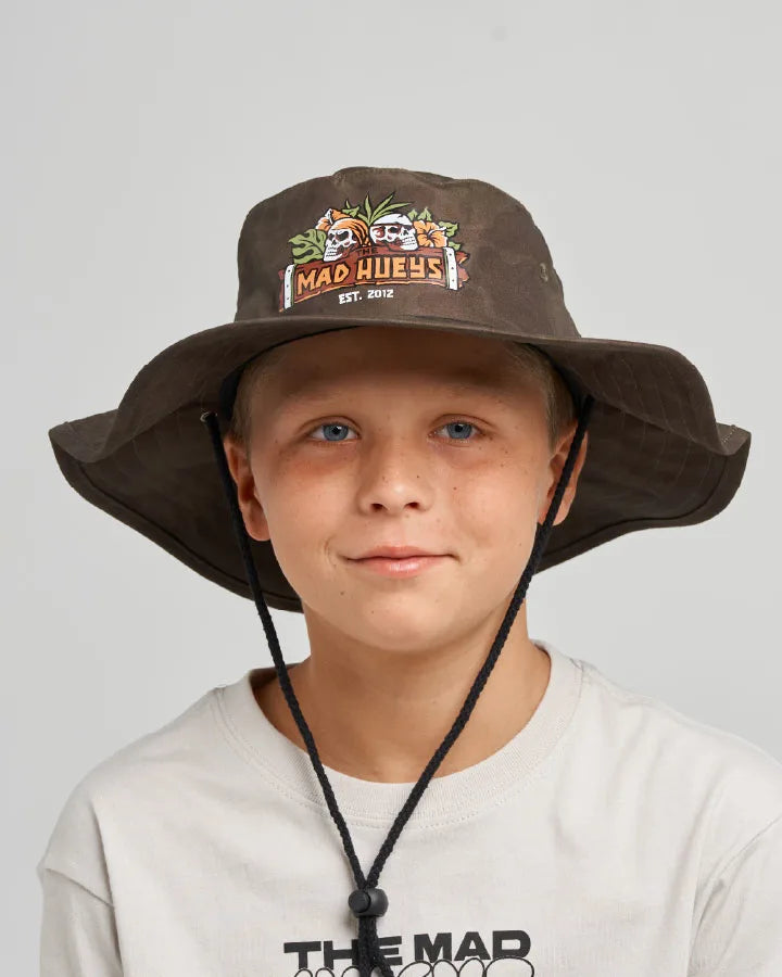 The Mad Hueys Troppo Captain Youth Wide Brim Hat | Native Camo