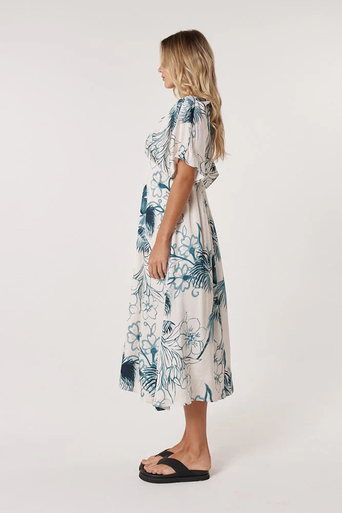 Fate+Becker Solstice Midi Dress Palm Print