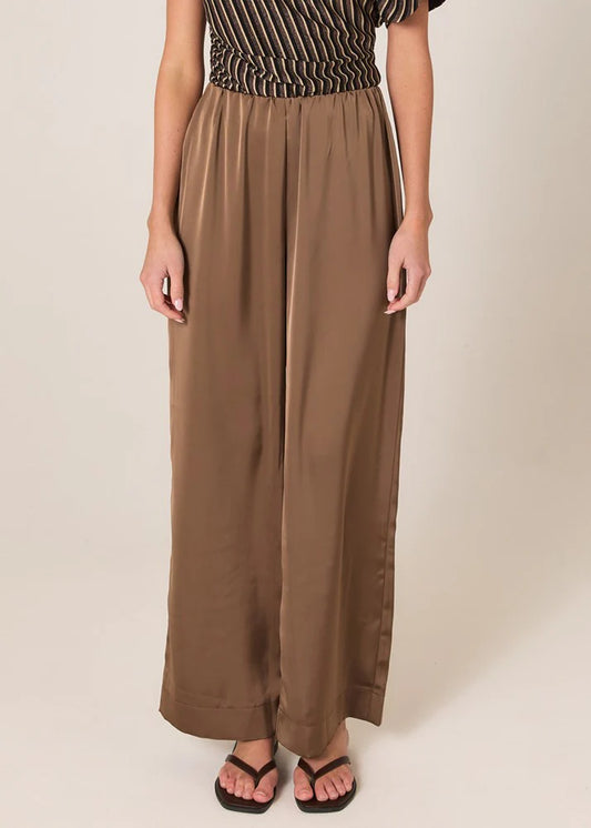Fate+Becker Dahlia Satin Pant | Bronze