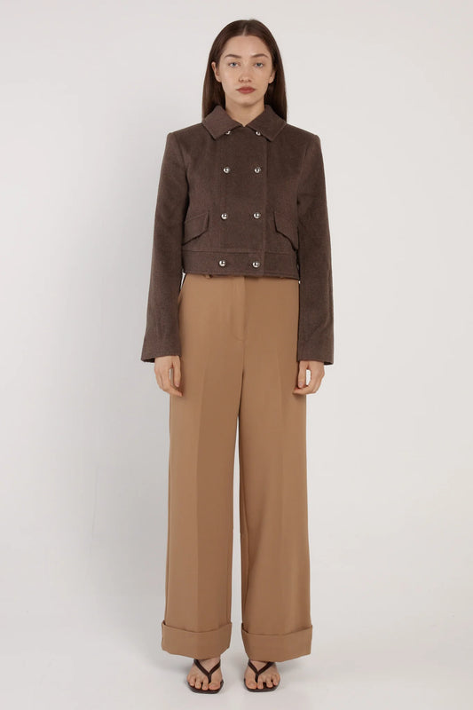 Fate + Becker Devyn Wool Blend Cropped Jacket | Chocolate Brown