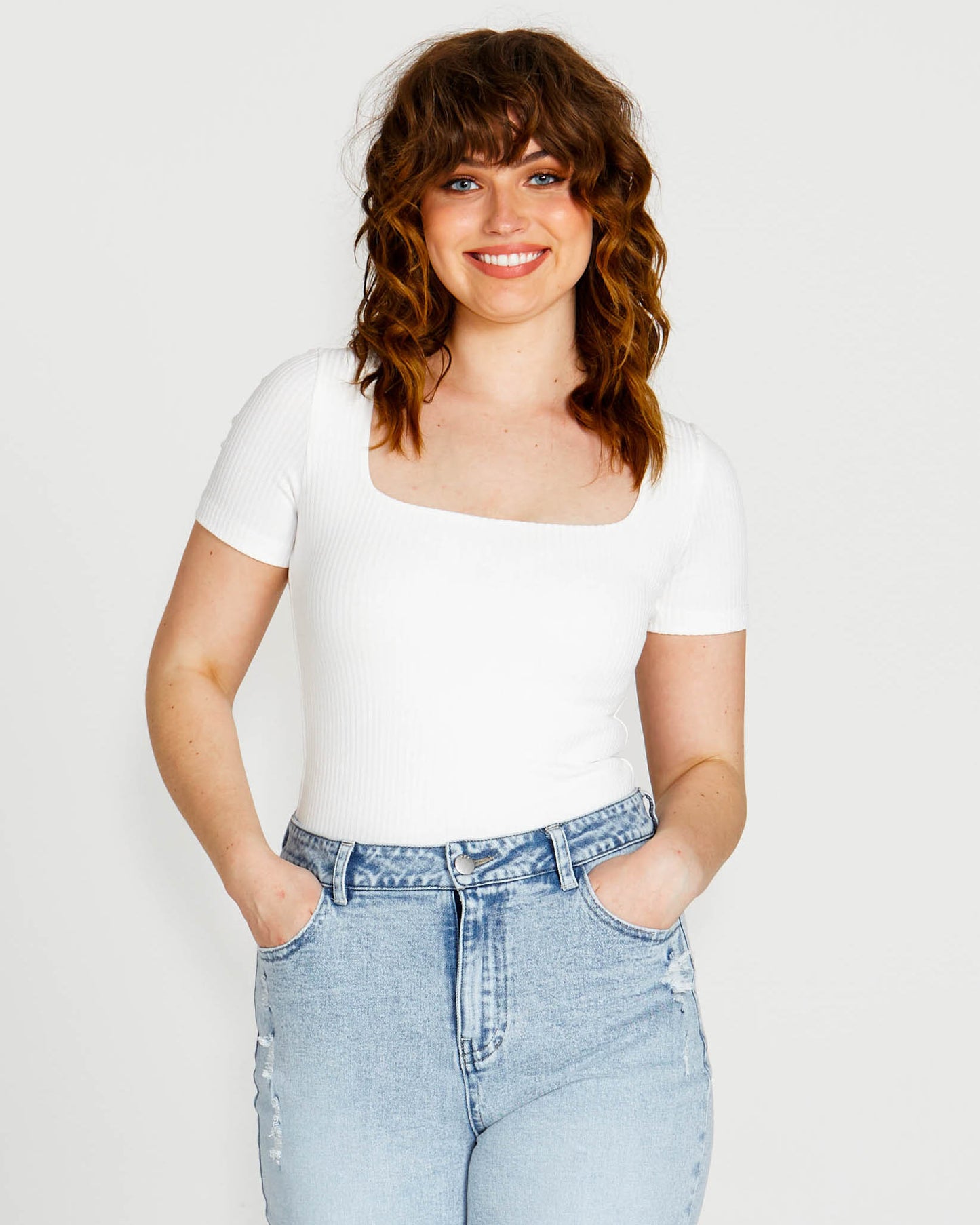 SASS AUBREY SQUARE NECK TOP WHITE