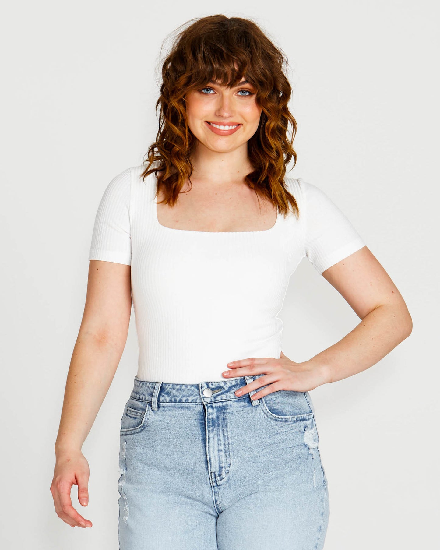 SASS AUBREY SQUARE NECK TOP WHITE