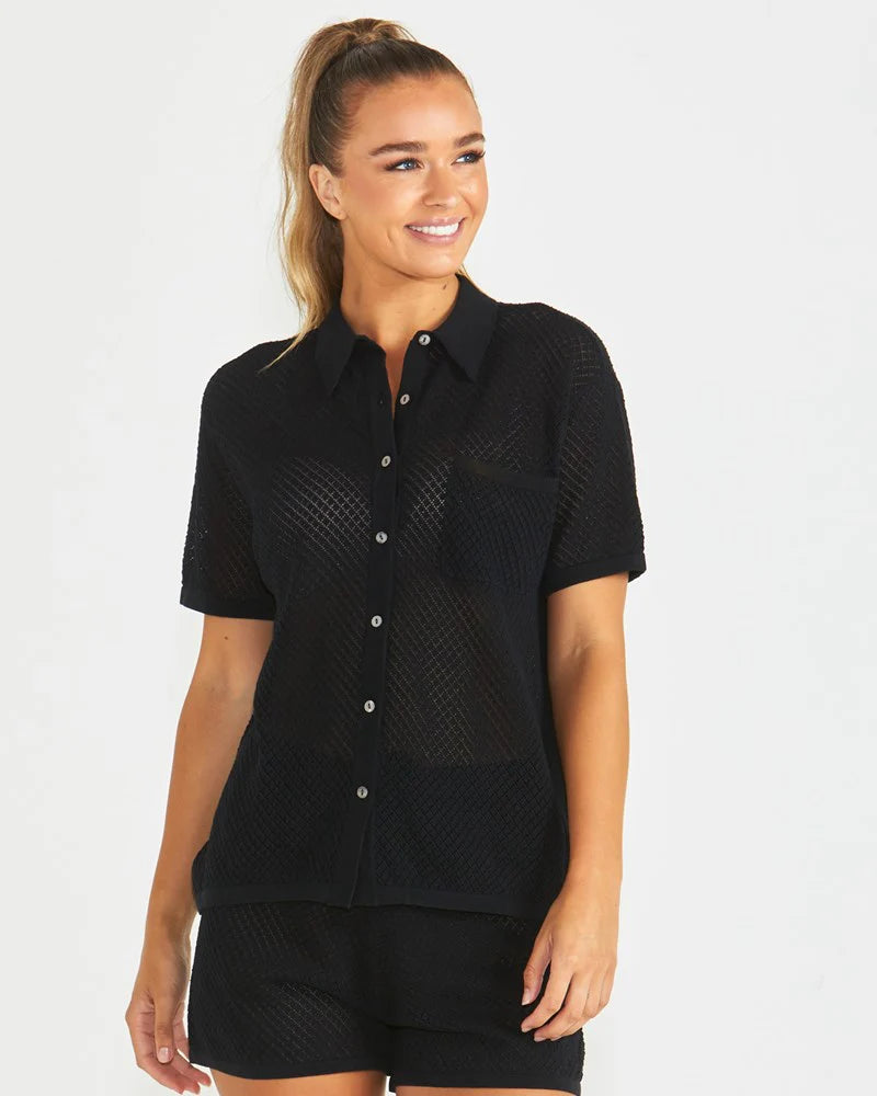 SASS MARDIE KNIT SHIRT BLACK