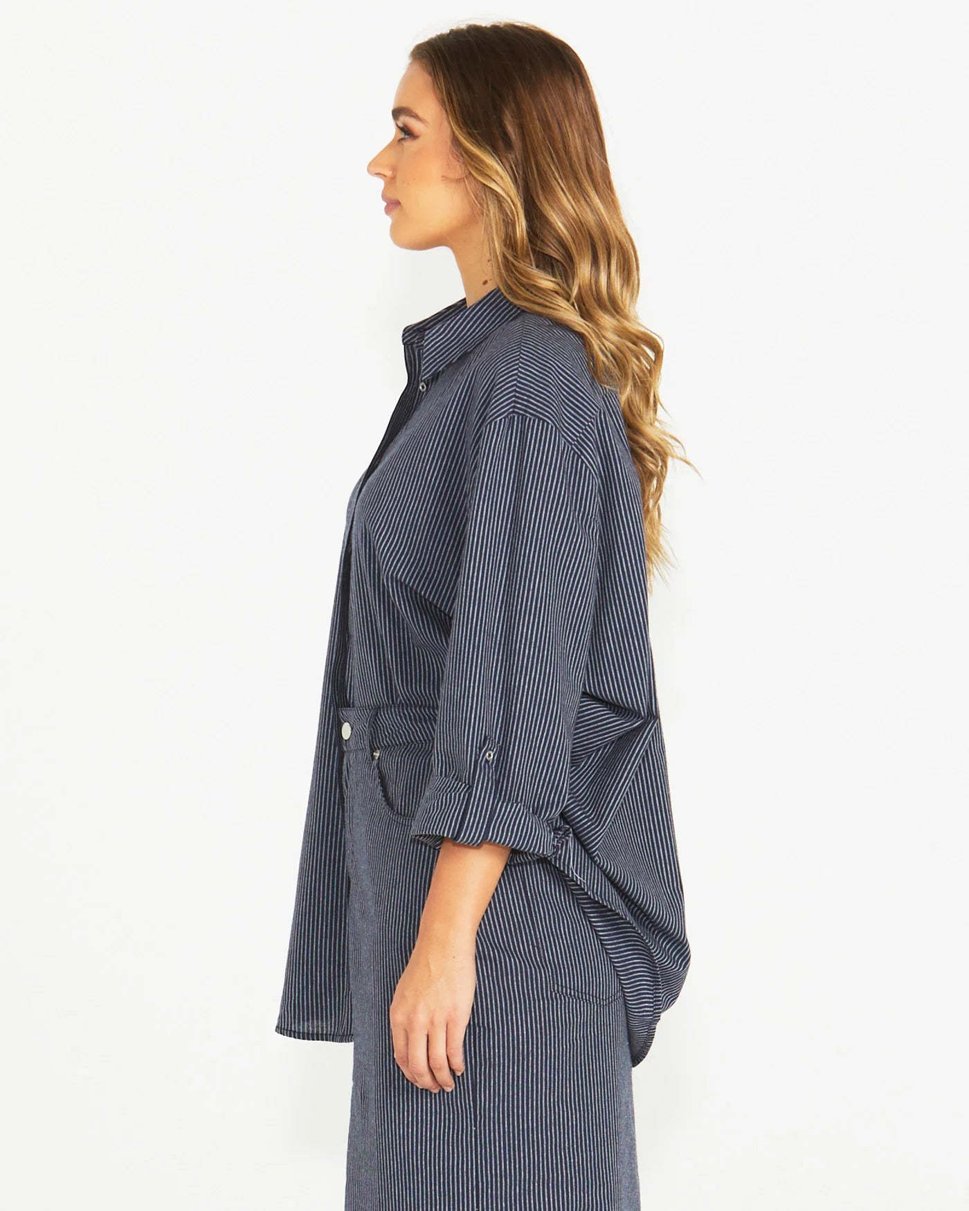 SASS LIBERTY SHIRT NAVY WHITE STRIPE