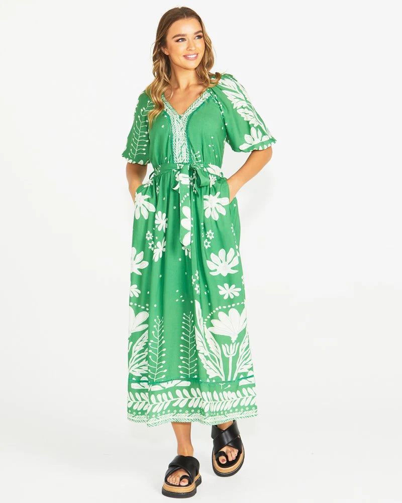 SASS LYNDEL DRESS GREEN FLORAL