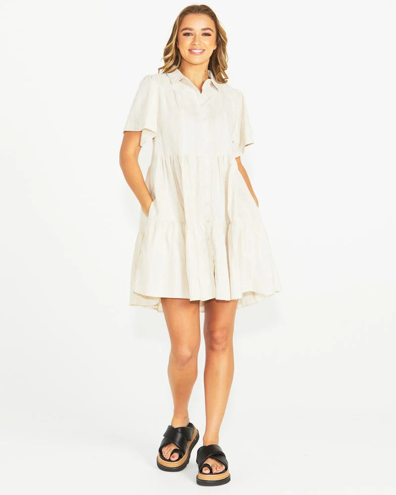 SASS ODELL DRESS NATURAL STRIPE