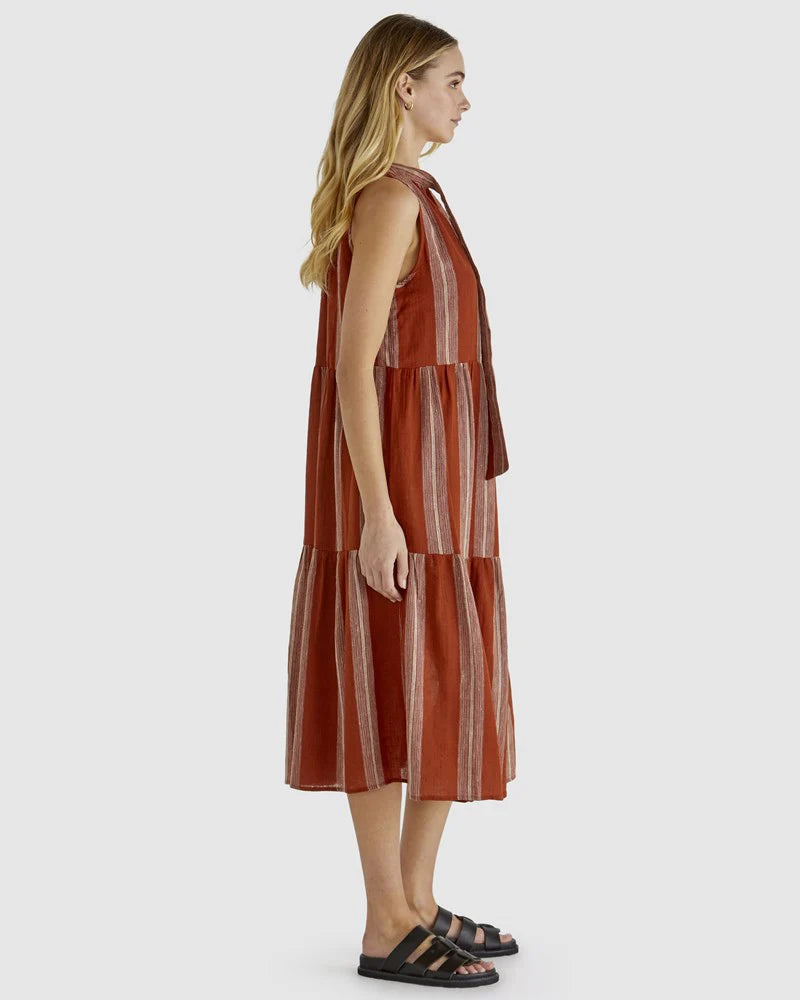 SASS LIZZY DRESS RUST STRIPE