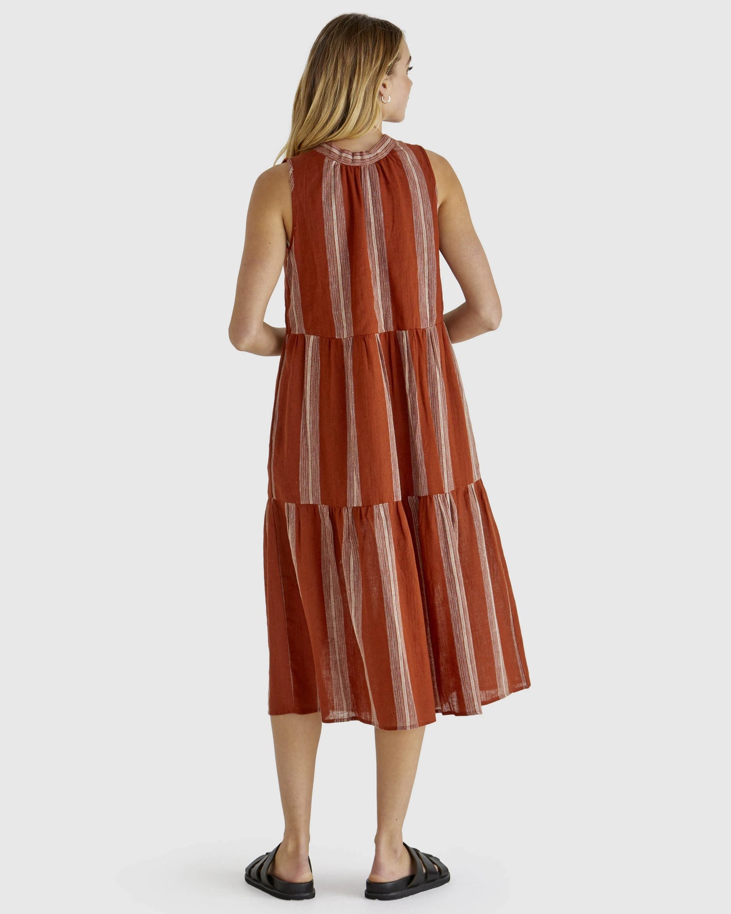 SASS LIZZY DRESS RUST STRIPE