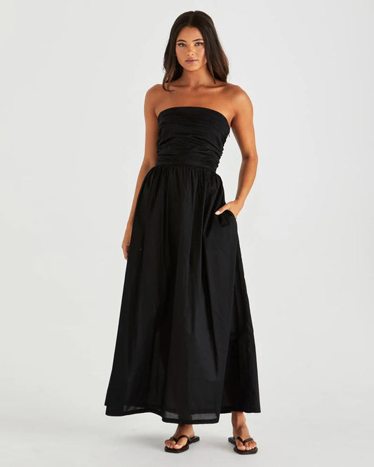 SASS MINA STRAPLESS DRESS BLACK