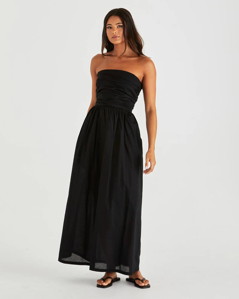 SASS MINA STRAPLESS DRESS BLACK