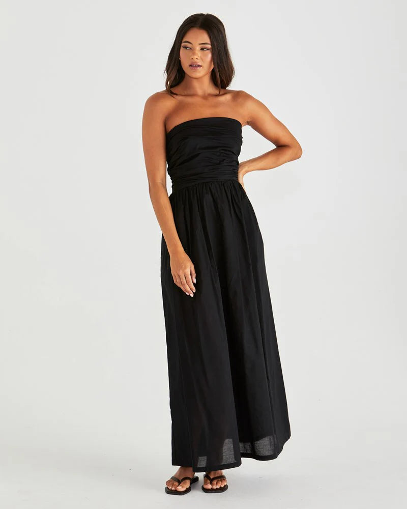 SASS MINA STRAPLESS DRESS BLACK