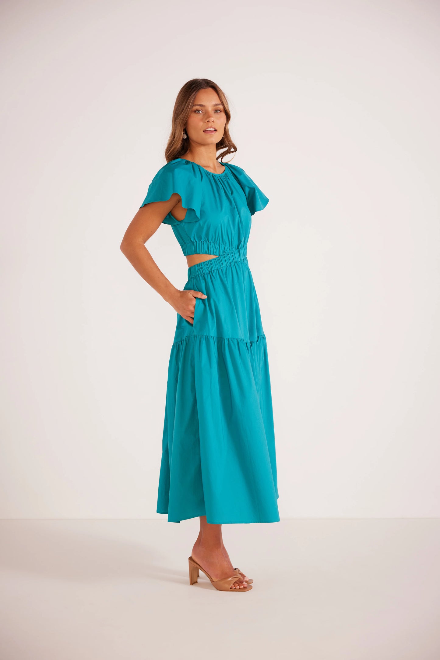 MINK PINK ALLEGRA MIDI DRESS TEAL