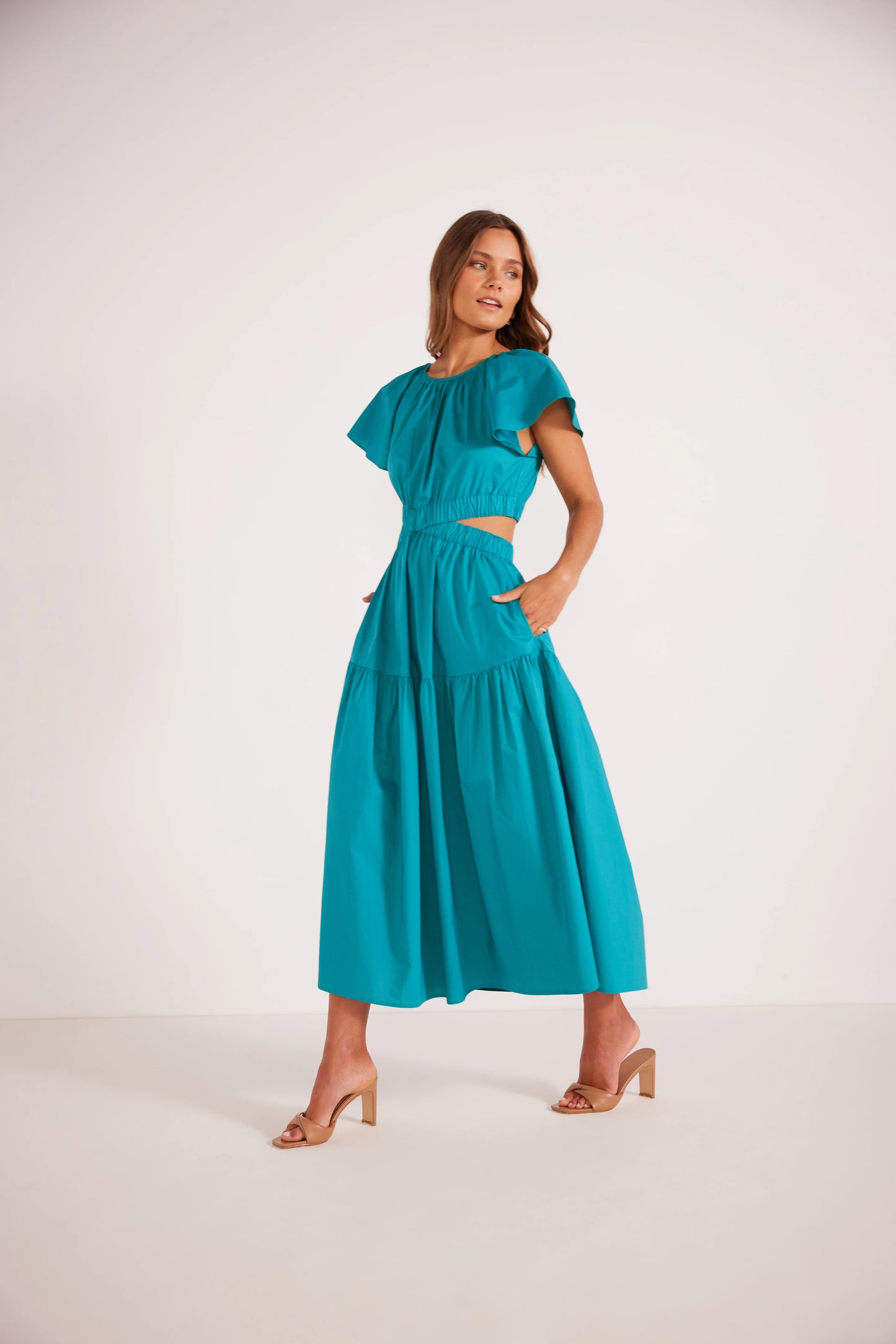 MINK PINK ALLEGRA MIDI DRESS TEAL