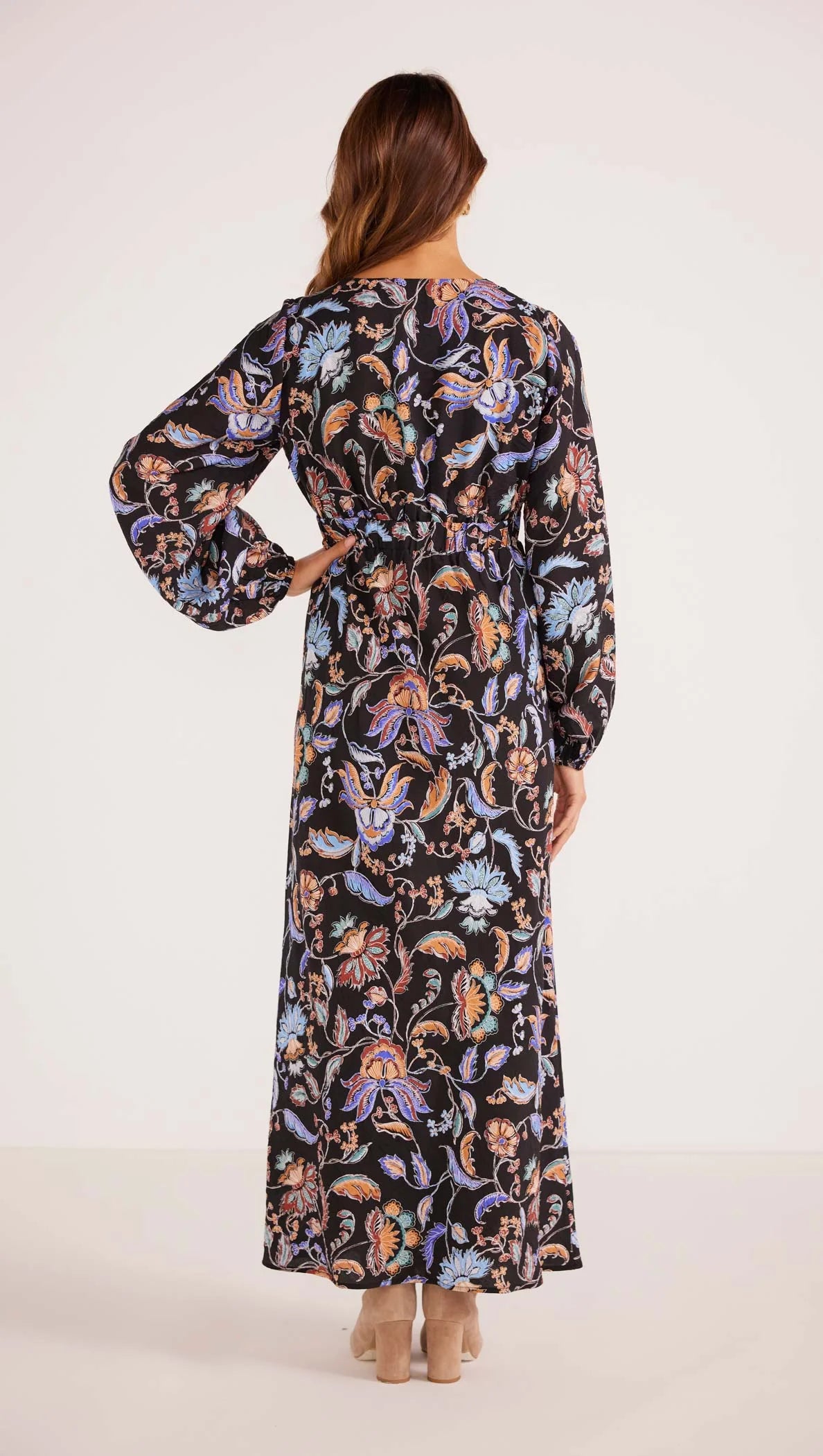 MINK PINK CELESTE LONG SLEEVE MIDI DRESS CHINTZ FLORAL