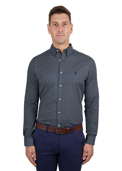 THOMAS COOK MENS CADE TAILORED LONG SLEEVE SHIRT NAVY/BLUE