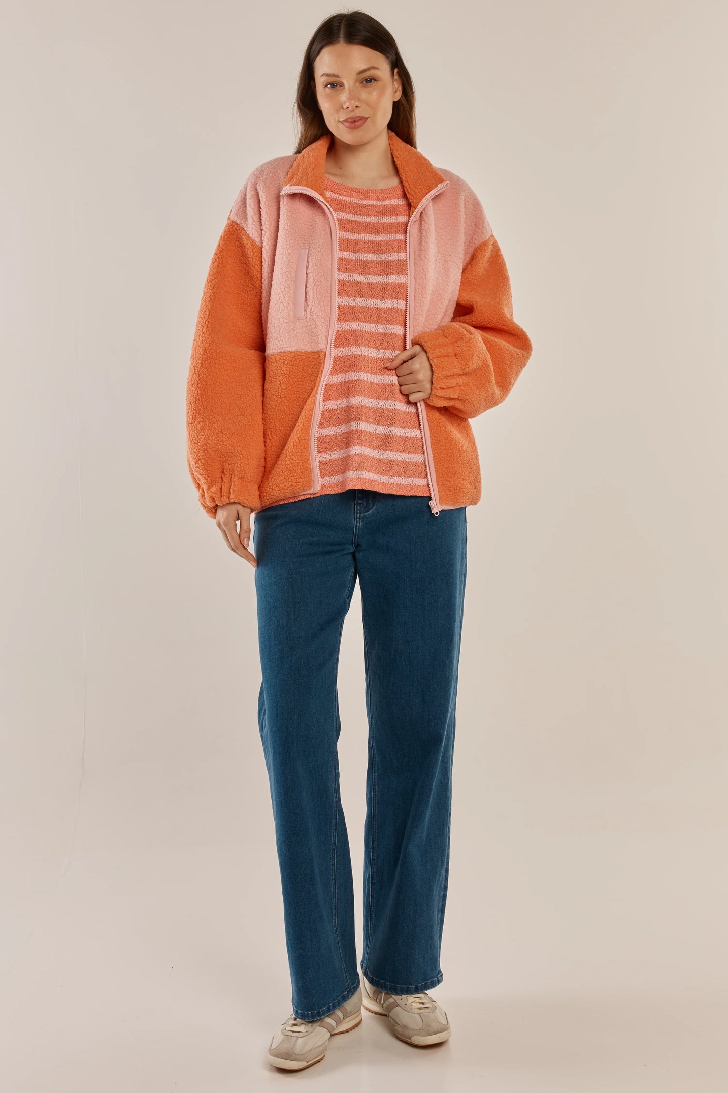 Betty Basics Jayne Fleece Jacket | Pink Orange