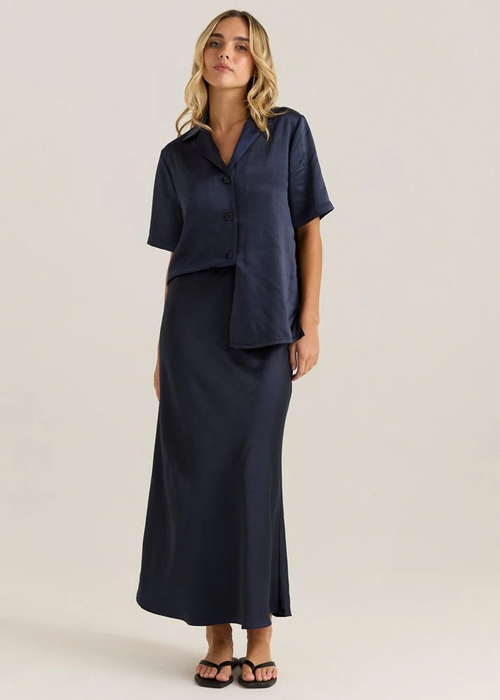 Sass Jasper Slip Skirt | Navy