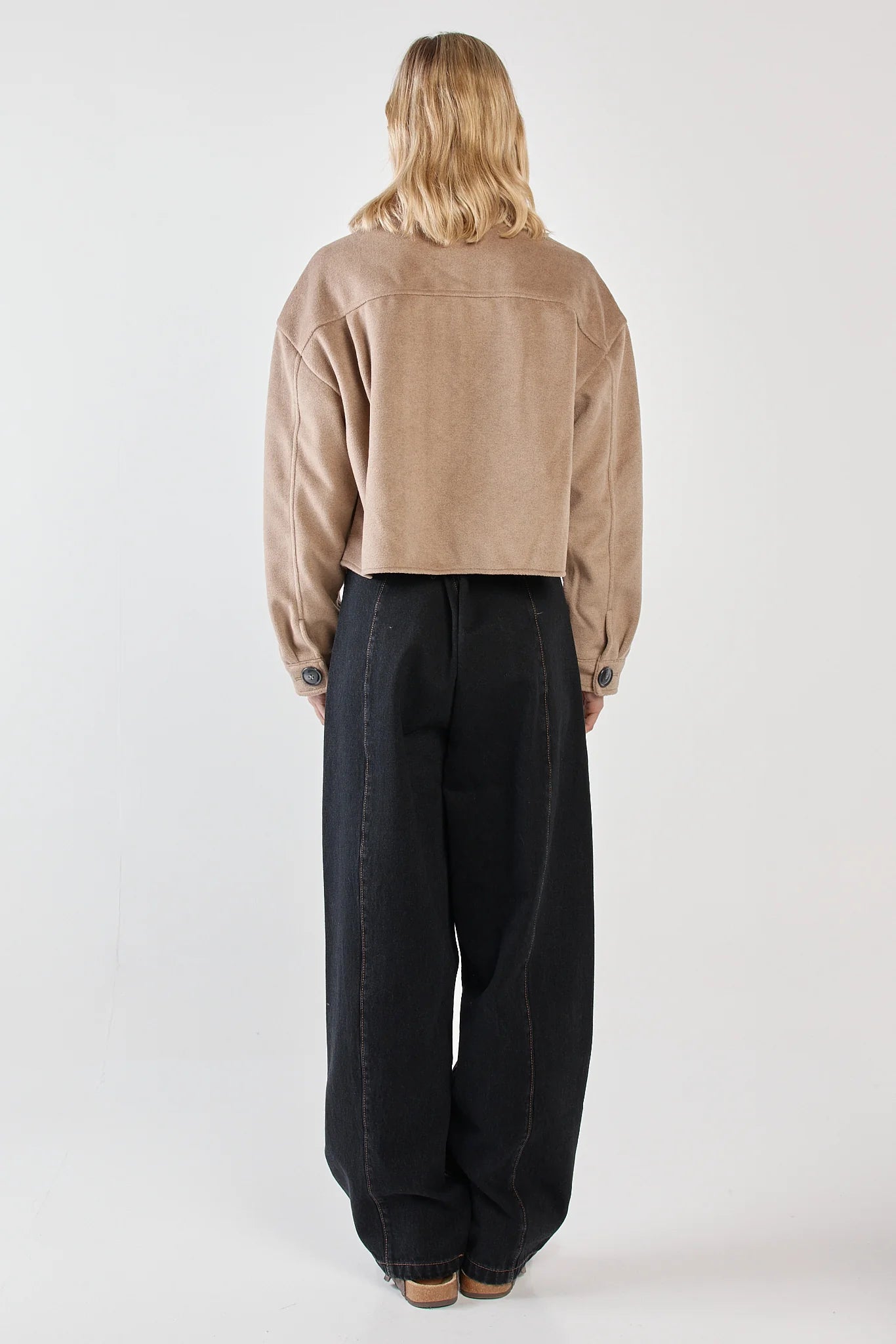 Sass Rochelle Cropped Coat | Mushroom Grey/Brown