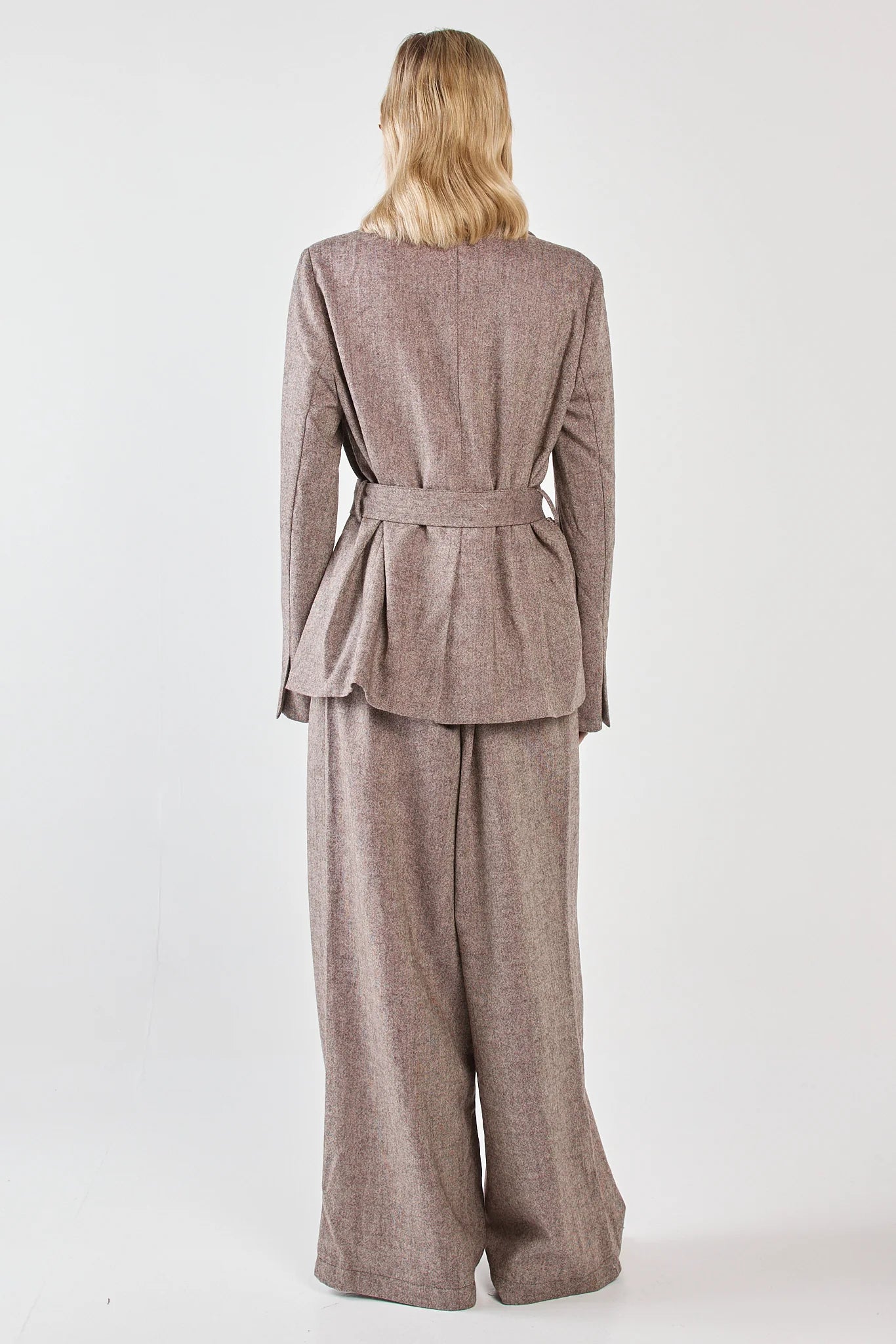 Sass Thalia Belted Blazer | Chocolate Birdseye