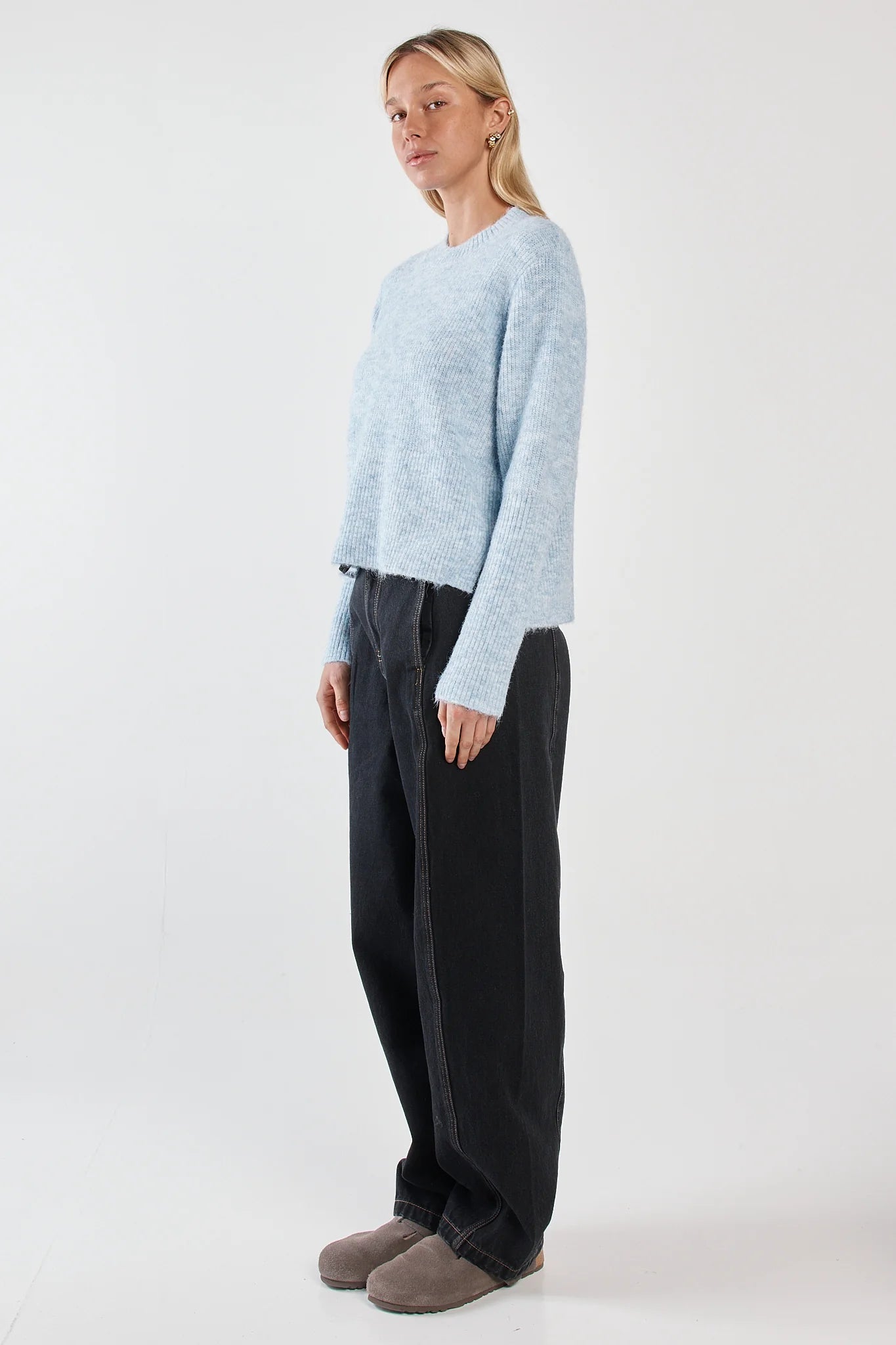 Sass Marli Boxy Rib Knit | Pale Blue