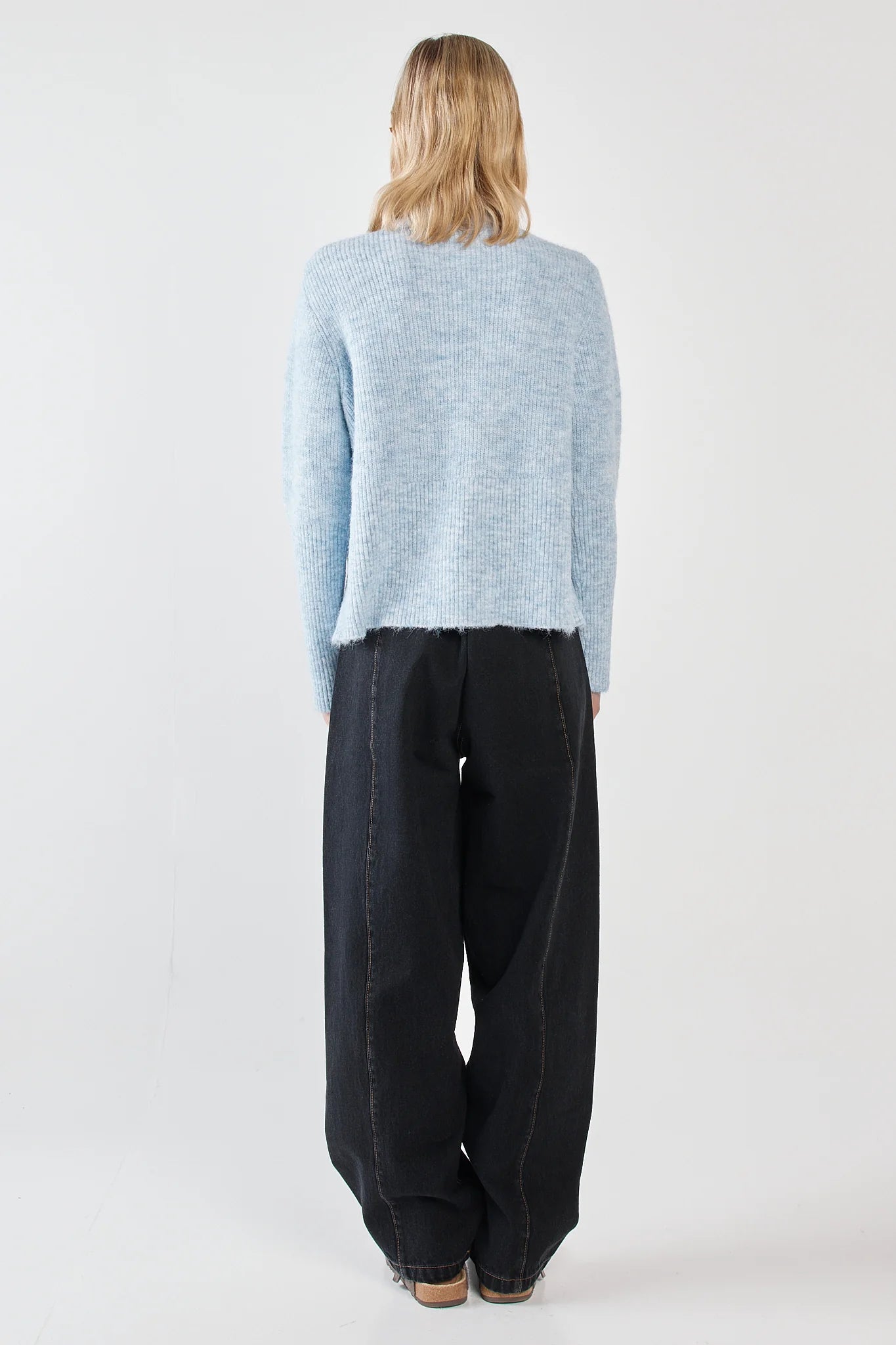 Sass Marli Boxy Rib Knit | Pale Blue