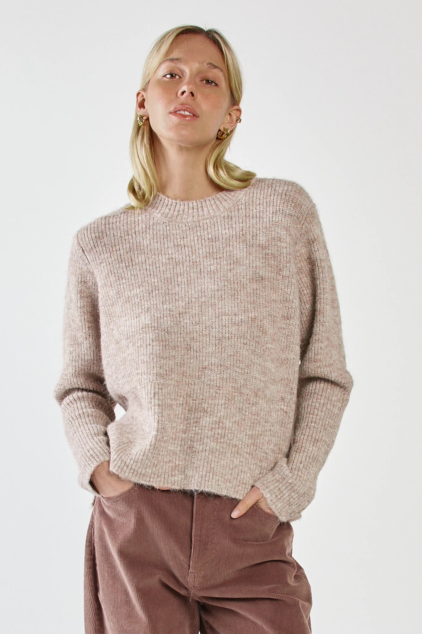 Sass Marli Boxy Rib Knit | Multi Fawn Brown