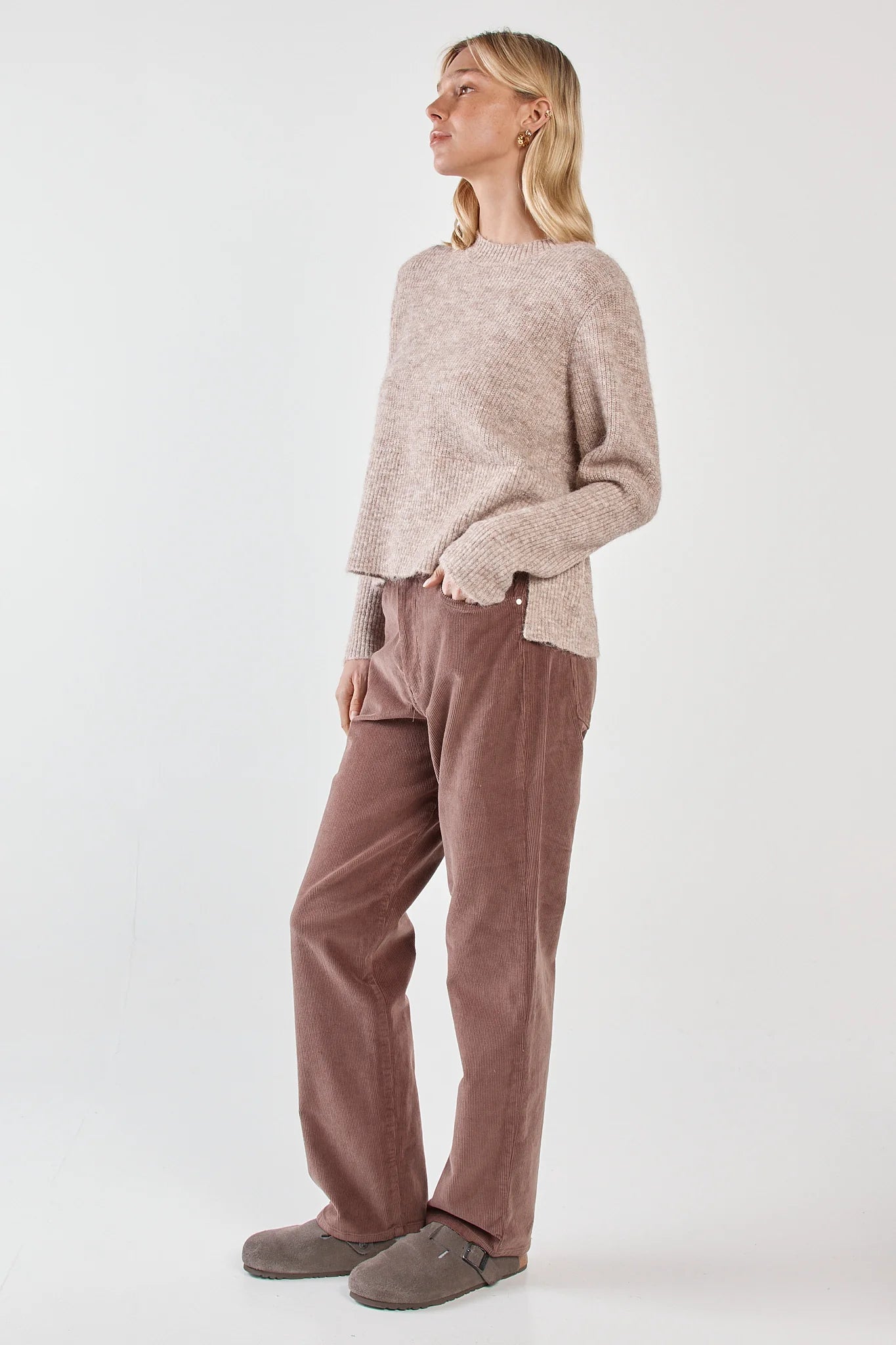 Sass Marli Boxy Rib Knit | Multi Fawn Brown