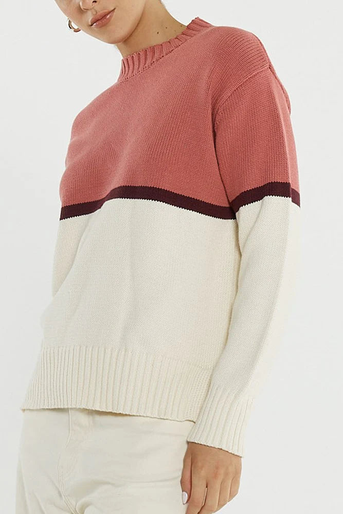 Sass Ivy Cotton Knit | Cream/Burg/Rose