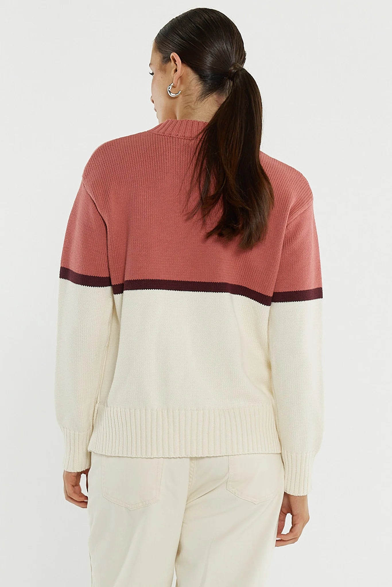 Sass Ivy Cotton Knit | Cream/Burg/Rose