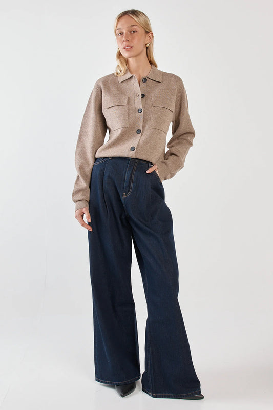 Sass Holliann Knit Cardigan | Mushroom Brown