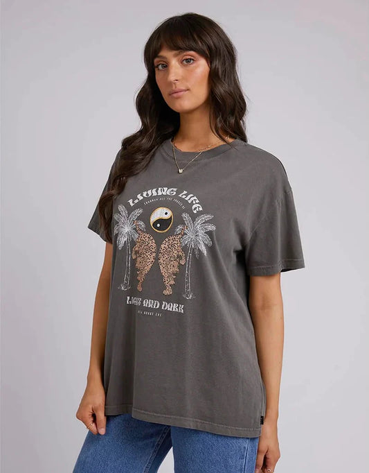 ALL ABOUT EVE LIVING LIFE STANDARD TEE CHARCOAL
