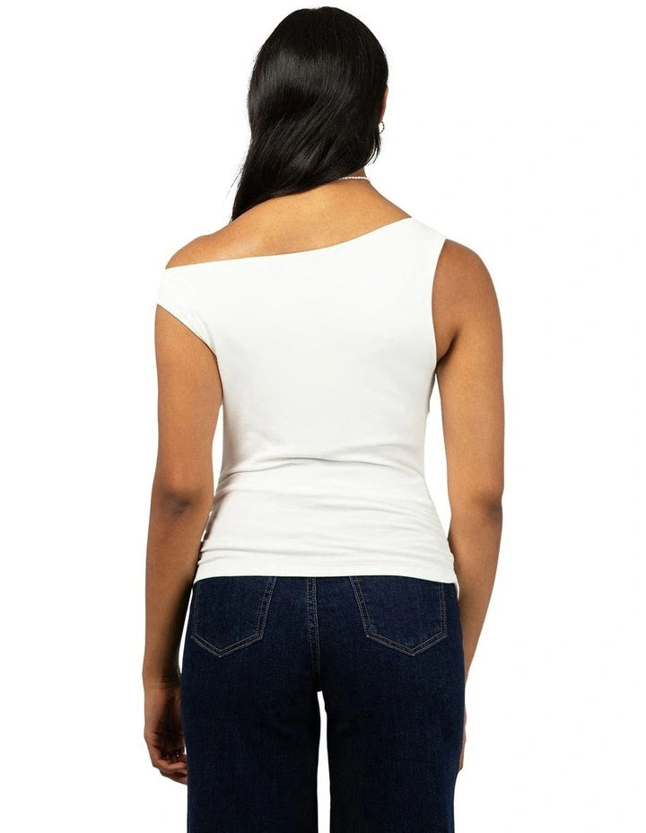 ALL ABOUT EVE KYLIE OFF THE SHOULDER TOP VINTAGE WHITE