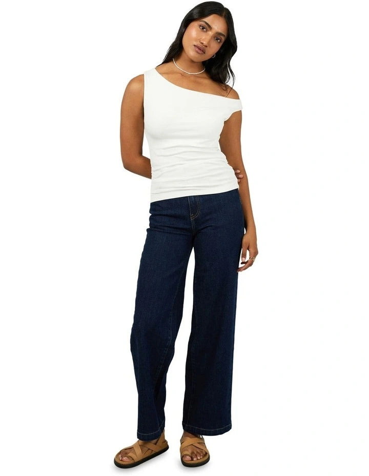 ALL ABOUT EVE KYLIE OFF THE SHOULDER TOP VINTAGE WHITE