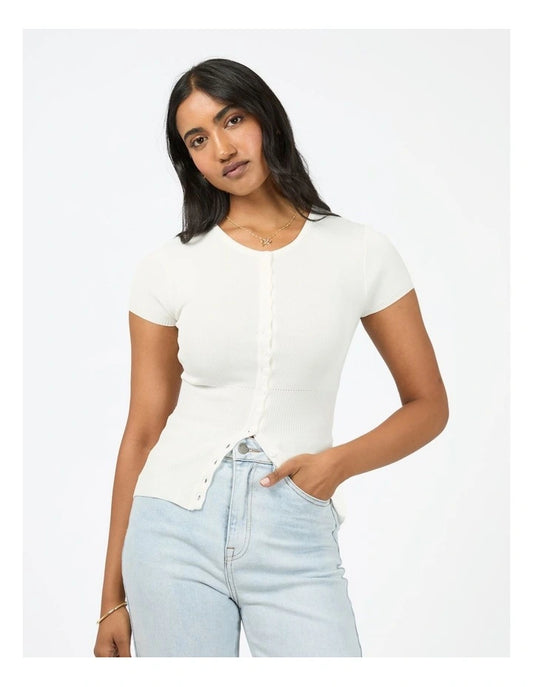 All About Eve Olive Knit Top White