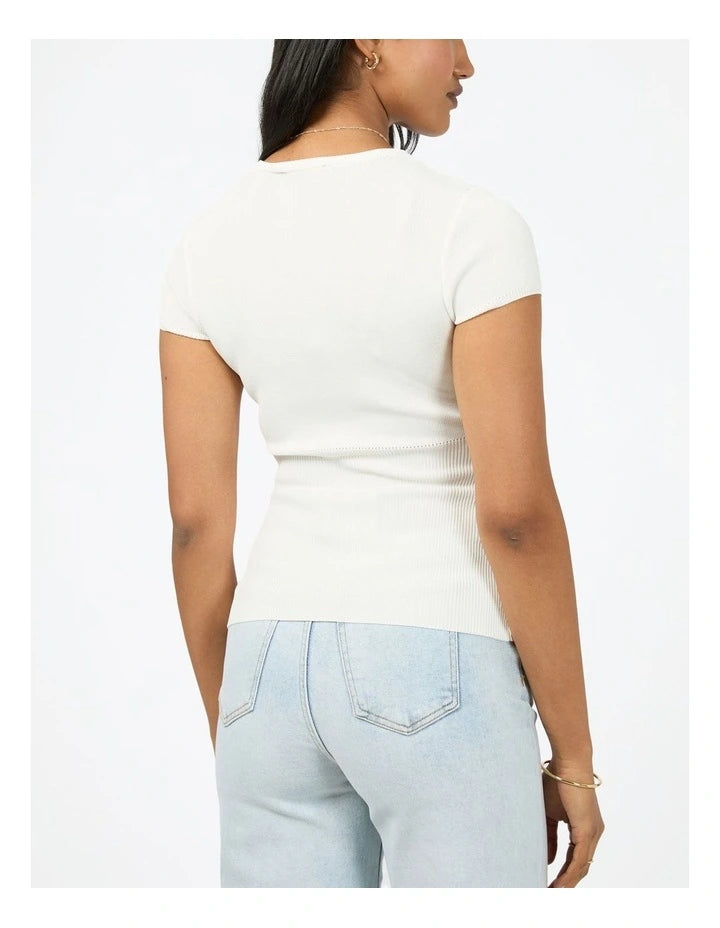 All About Eve Olive Knit Top White