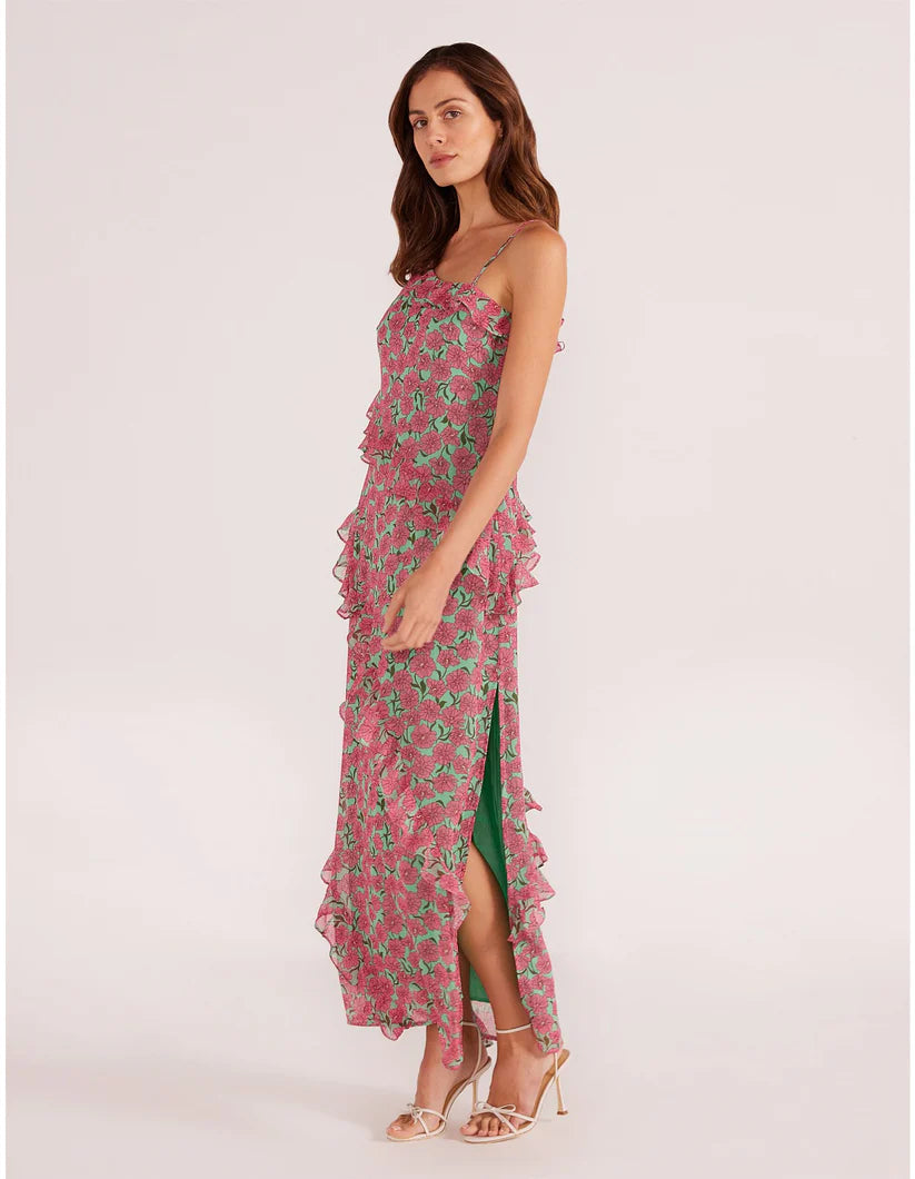 MINKPINK GRACE ONE SHOULDER MAXI DRESS CARNATION DITZY