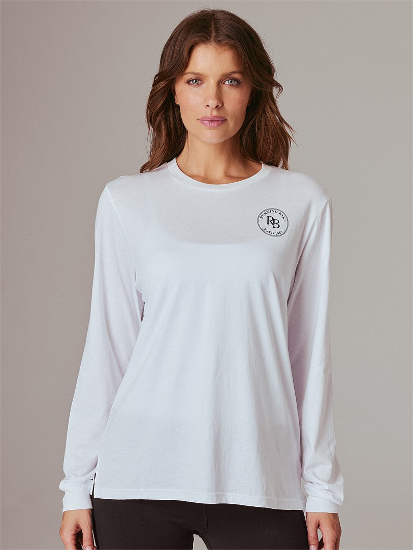 RUNNING BARE TOTEM CORE L/S BOYFRIEND TEE WHITE