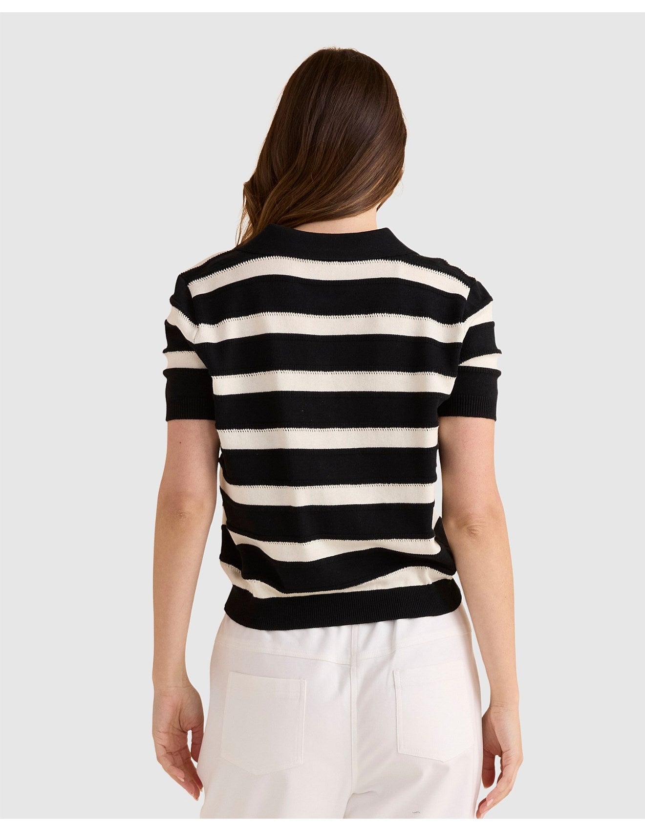 Betty Basics Salford Knit Polo | Cream/Black