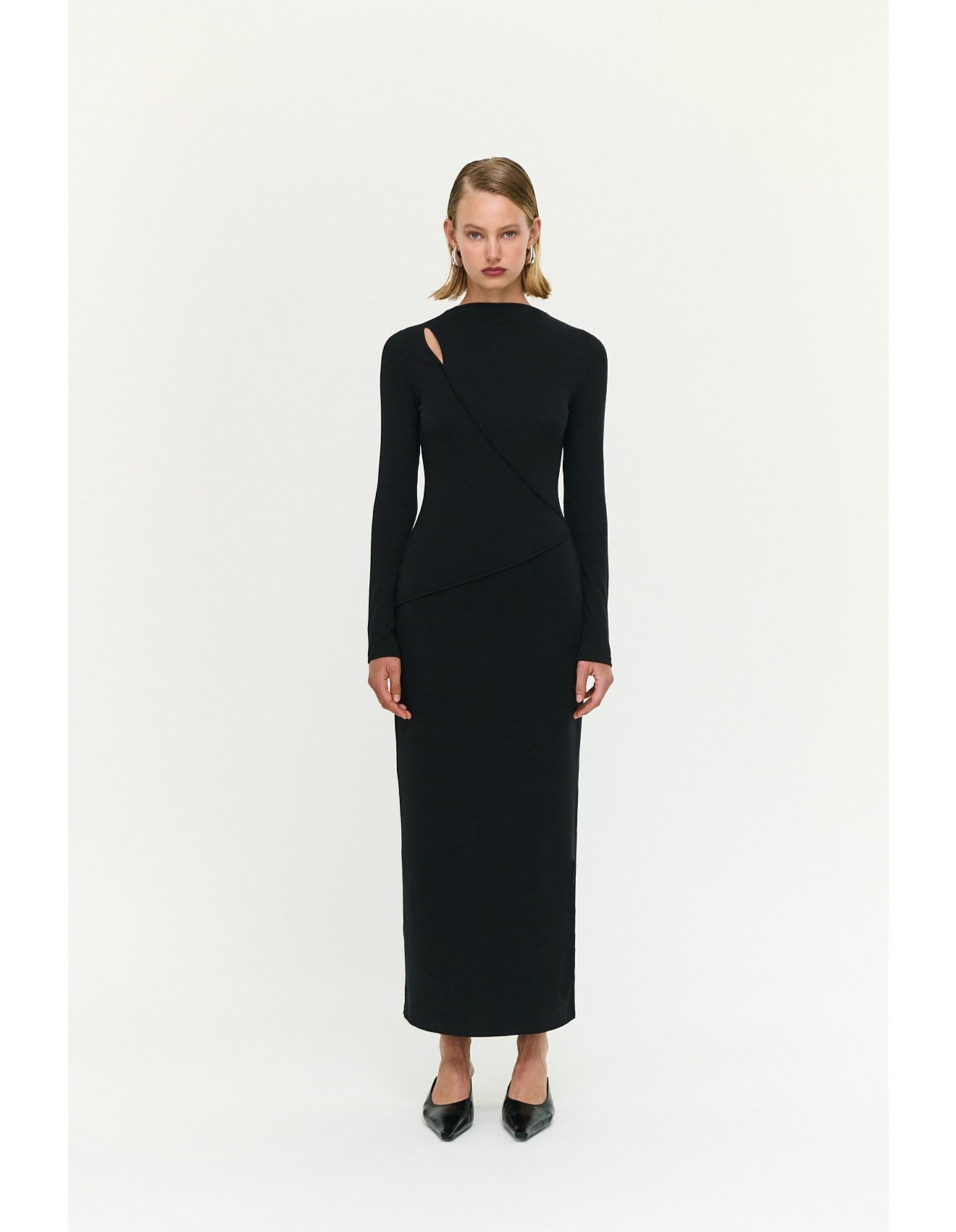 Staple The Label Alexi Assym Detail Midi Dress | Black