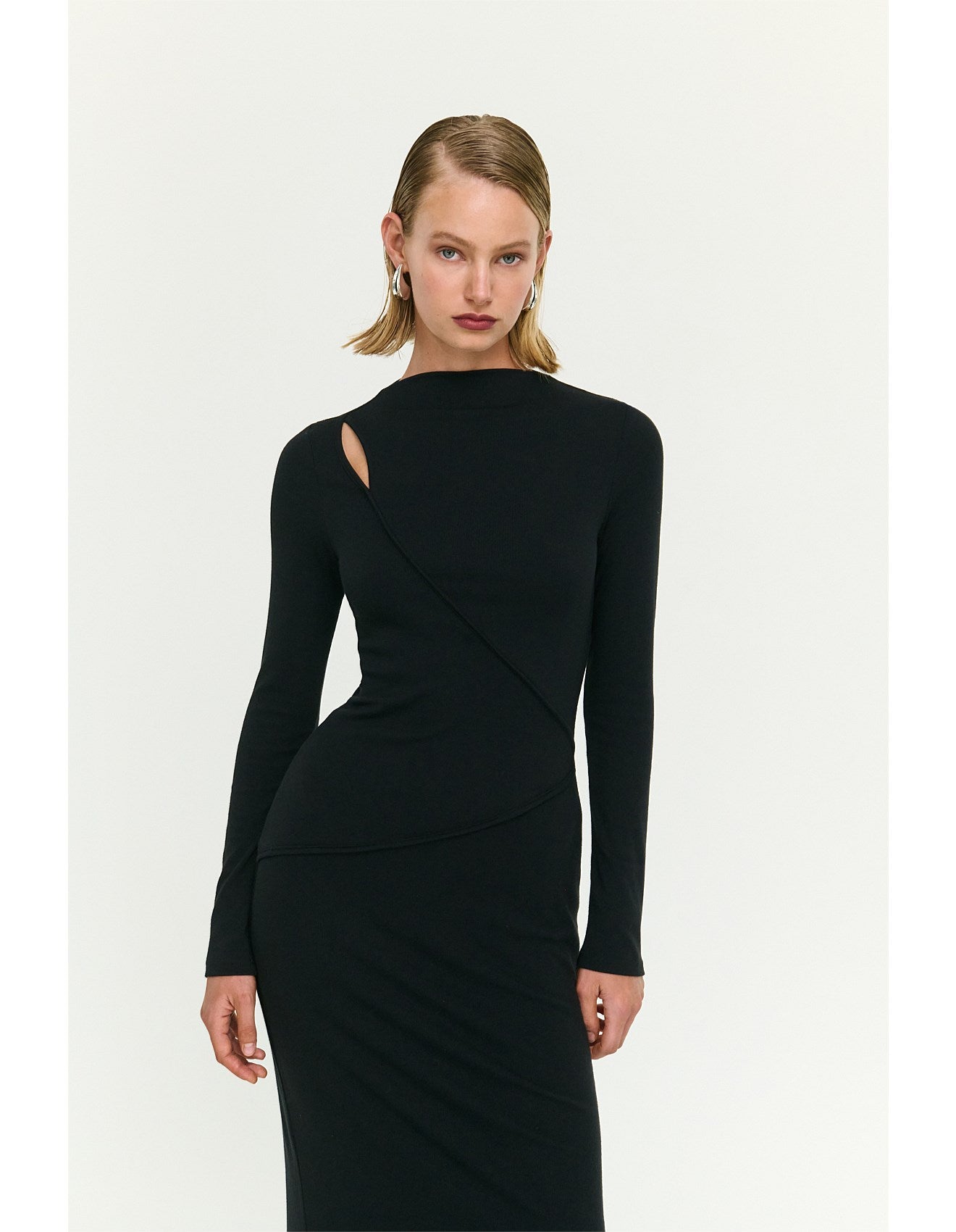 Staple The Label Alexi Assym Detail Midi Dress | Black