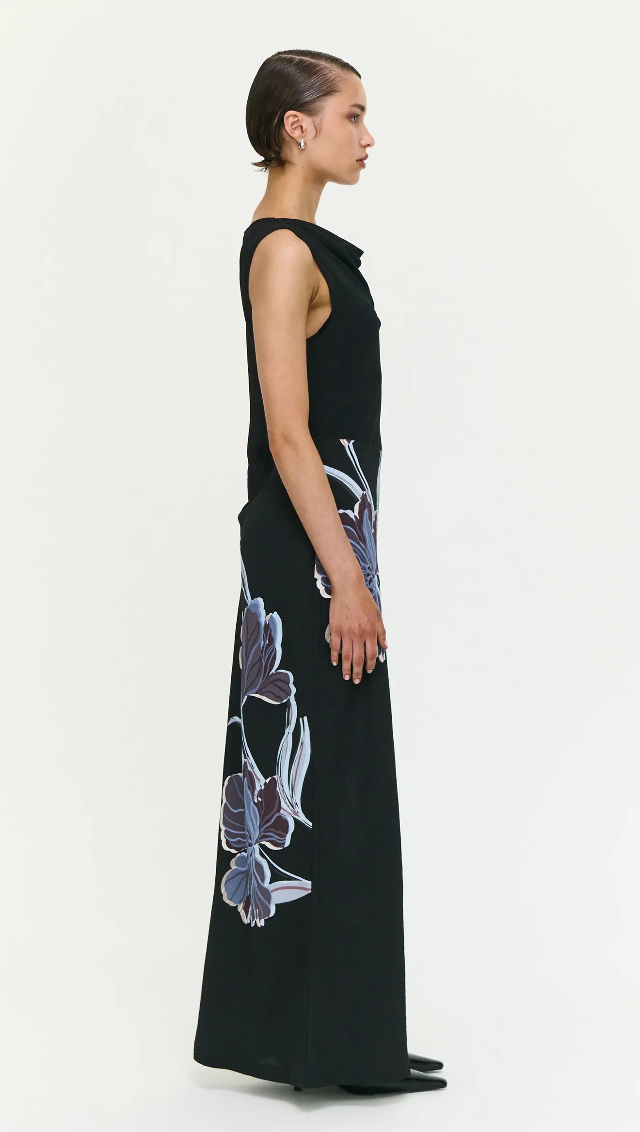 Staple The Label Stas Bias Combo Midi Dress | Black/Midnight Floral