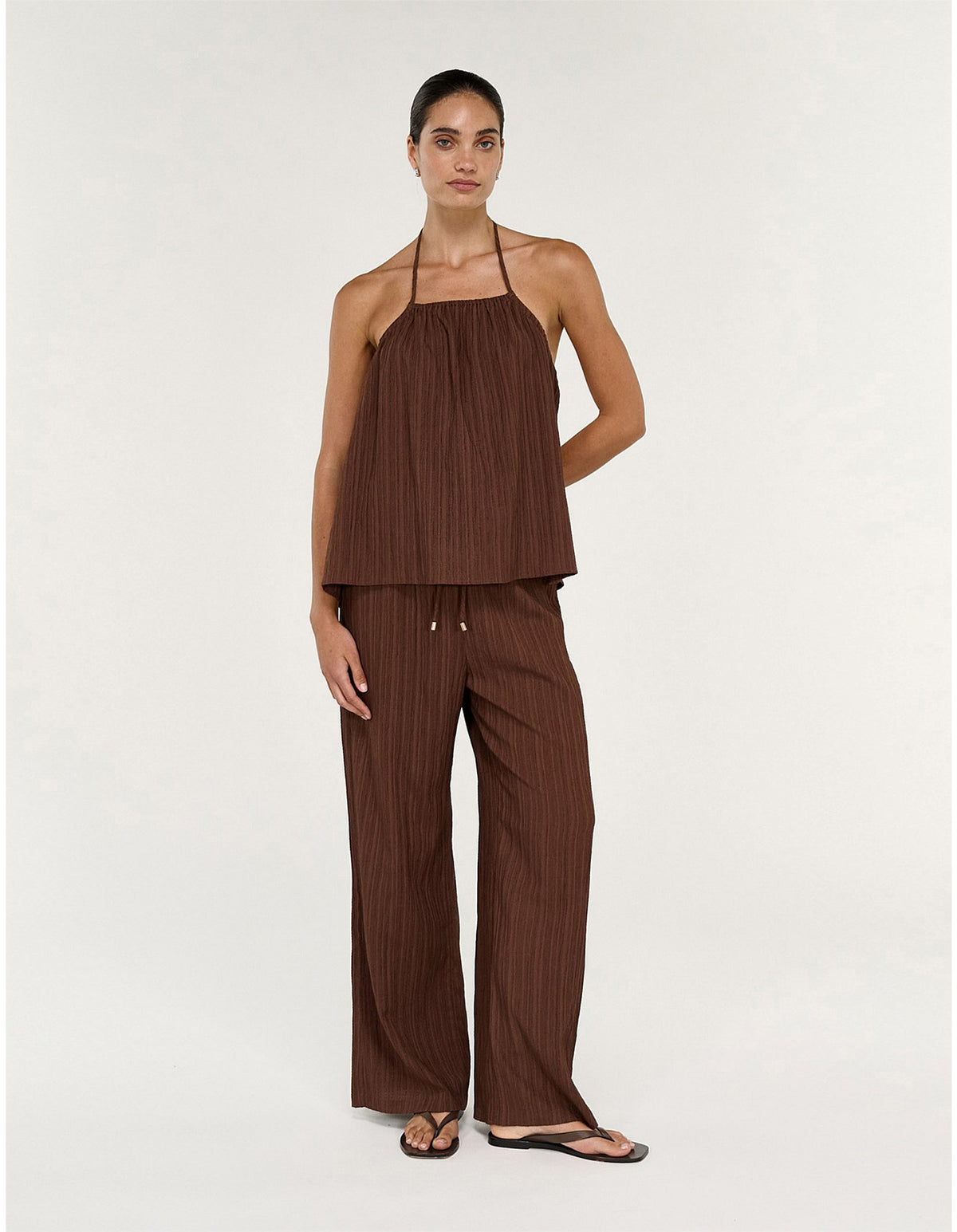 Staple The Label Delphira Drawstring Pant | Chocolate