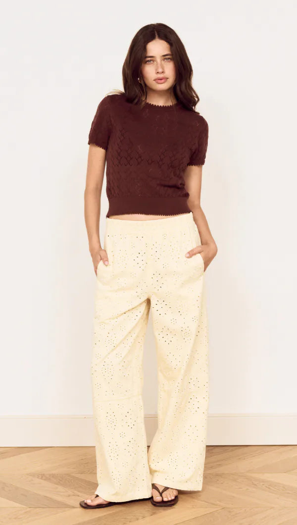 Mink Pink Calla Knit Tee | Chocolate