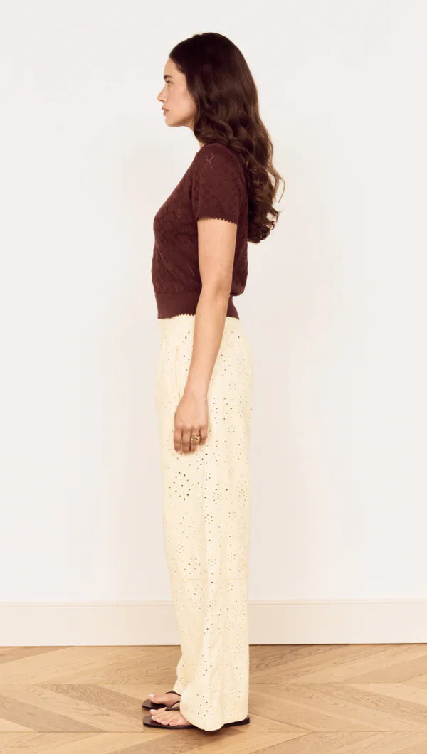 Mink Pink Calla Knit Tee | Chocolate