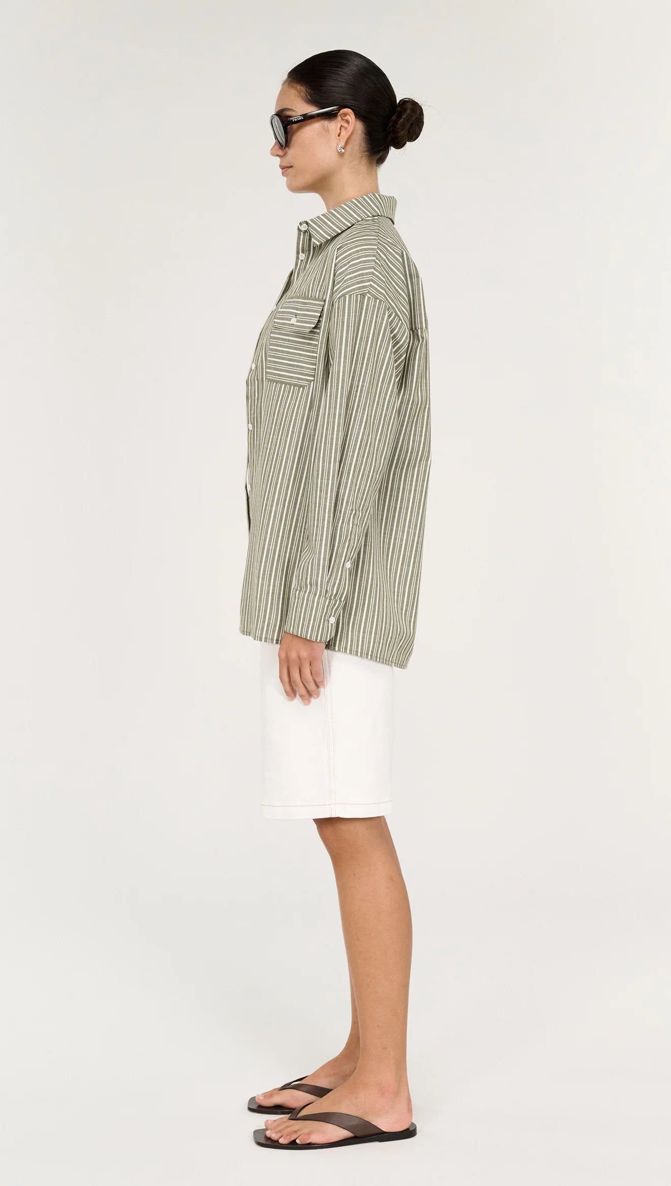 Staple The Label Lisara Oversized Shirt | Khaki/White